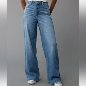 American Eagle Dreamy Drape Stretch Super High Waisted Baggy Wide Leg Jeans